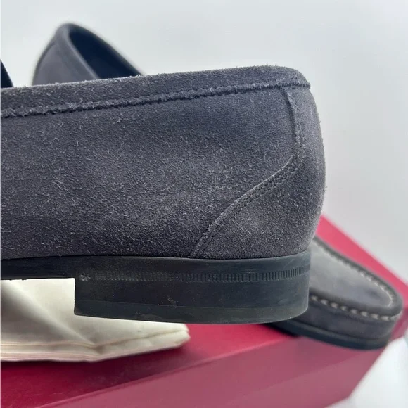 Salvatore Ferragamo Gancini Bit Loafers Men's US 9 D Gray Suede Leather Silver - Picture 13 of 15